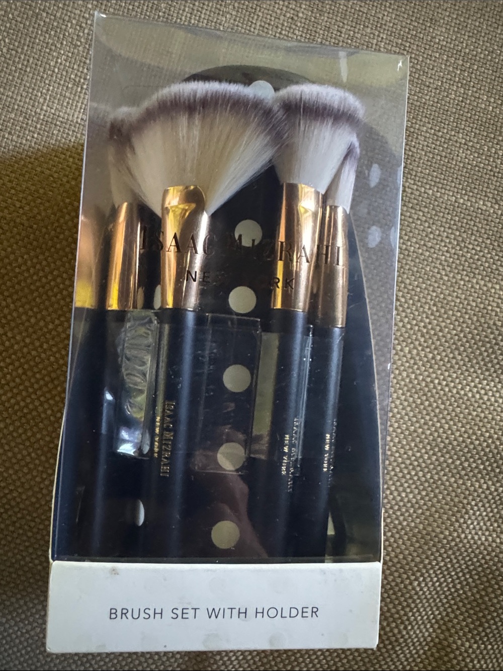 Isaac Mizrahi New in Box 4 Brush Set with Carrying Case Holder